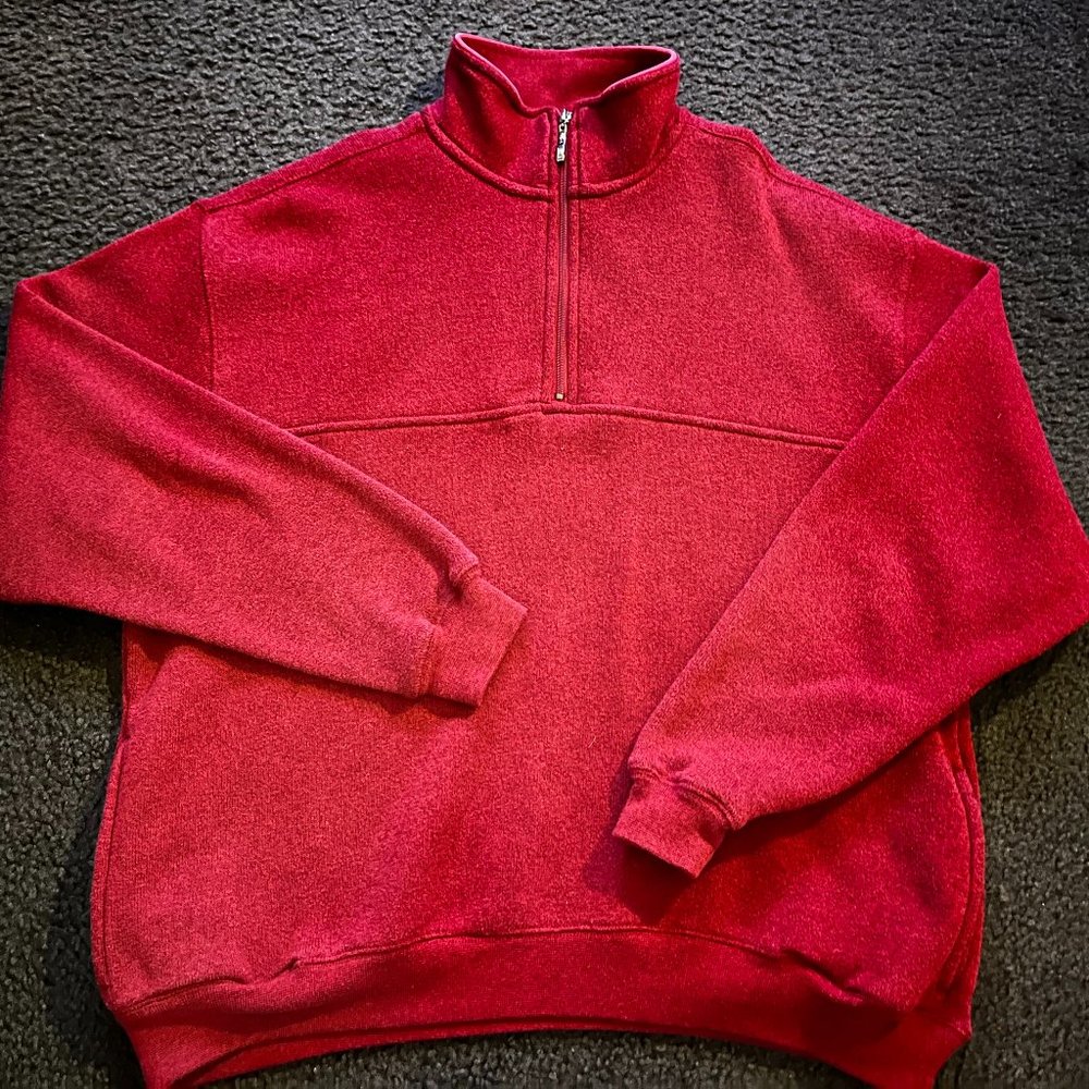 Men's PGA Tour Red 1/4th Zip Lightweight Golf Sweater Size Large